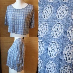 Lush Blue + White Crop Top